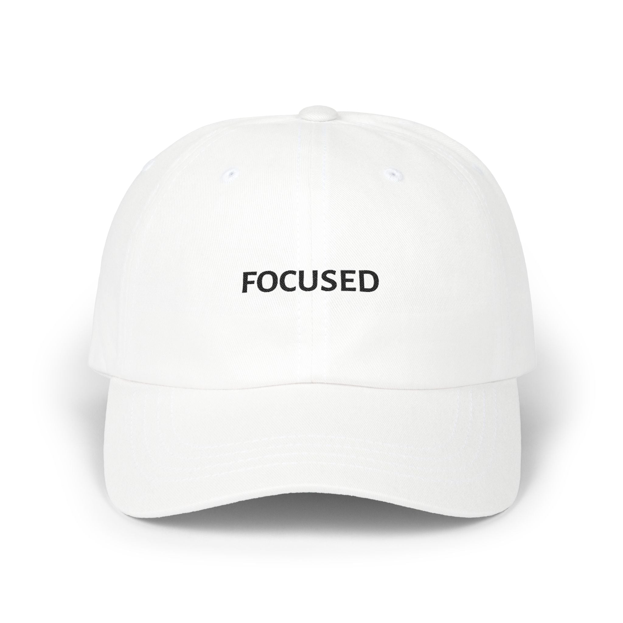 Focused Black Embroidered Sport Cap