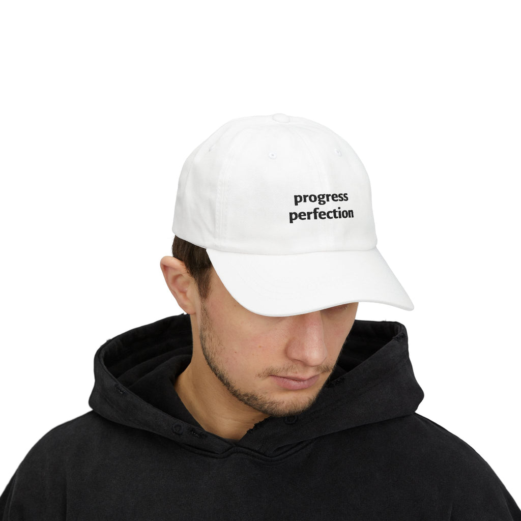 Progress over perfection Black Embroidered Sport Cap