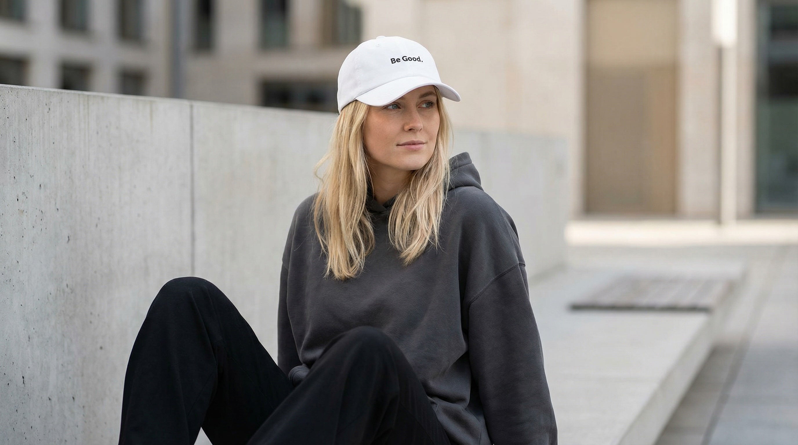 Be Good. Black Embroidered Sport Cap