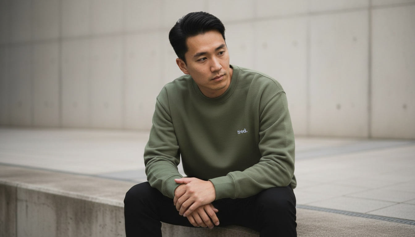 Tired. Embroidered Crewneck Sweatshirt