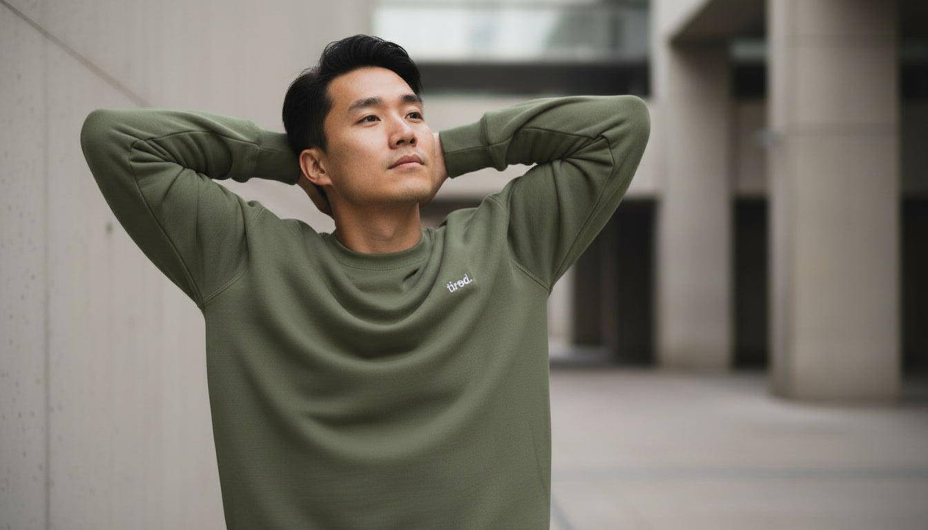 Tired. Embroidered Crewneck Sweatshirt