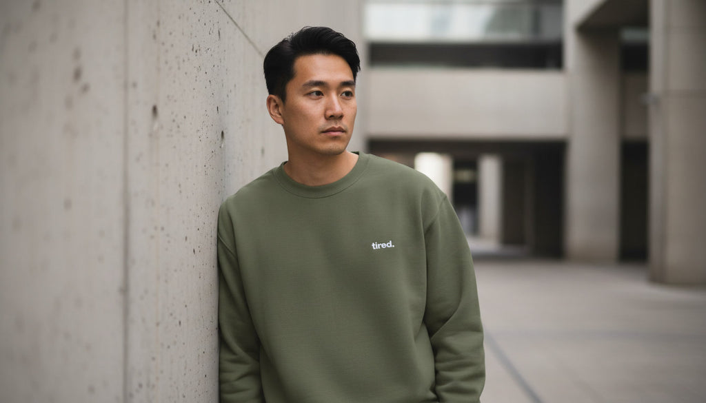Tired. Embroidered Crewneck Sweatshirt