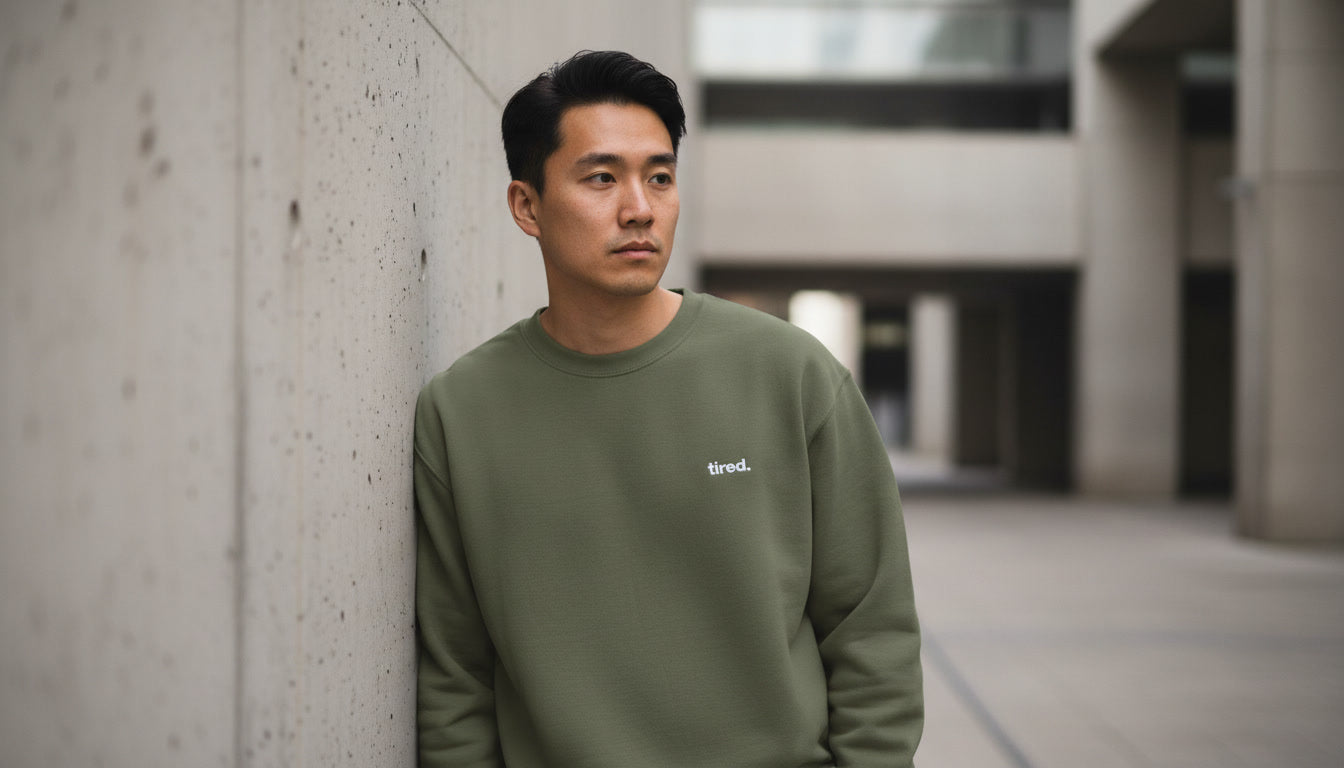 Tired. Embroidered Crewneck Sweatshirt