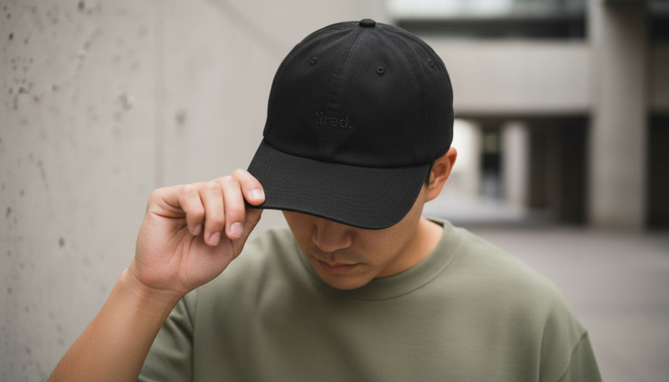 Tired Black Embroidered Sport Cap