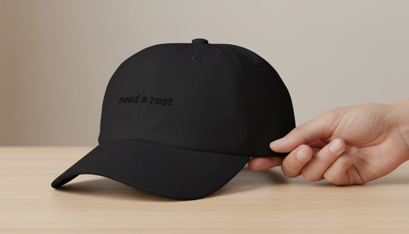Need a Rest Black Embroidered Sport Cap