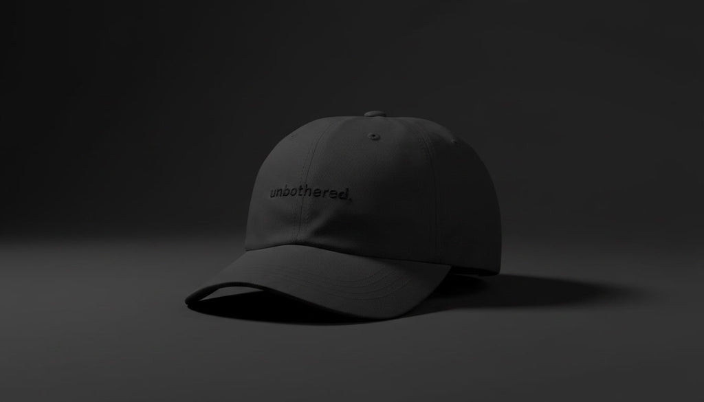 Unbothered. Black Embroidered Sport Cap