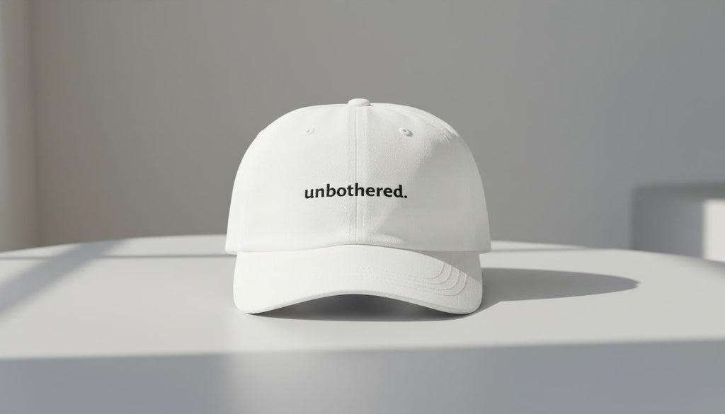 Unbothered. Black Embroidered Sport Cap