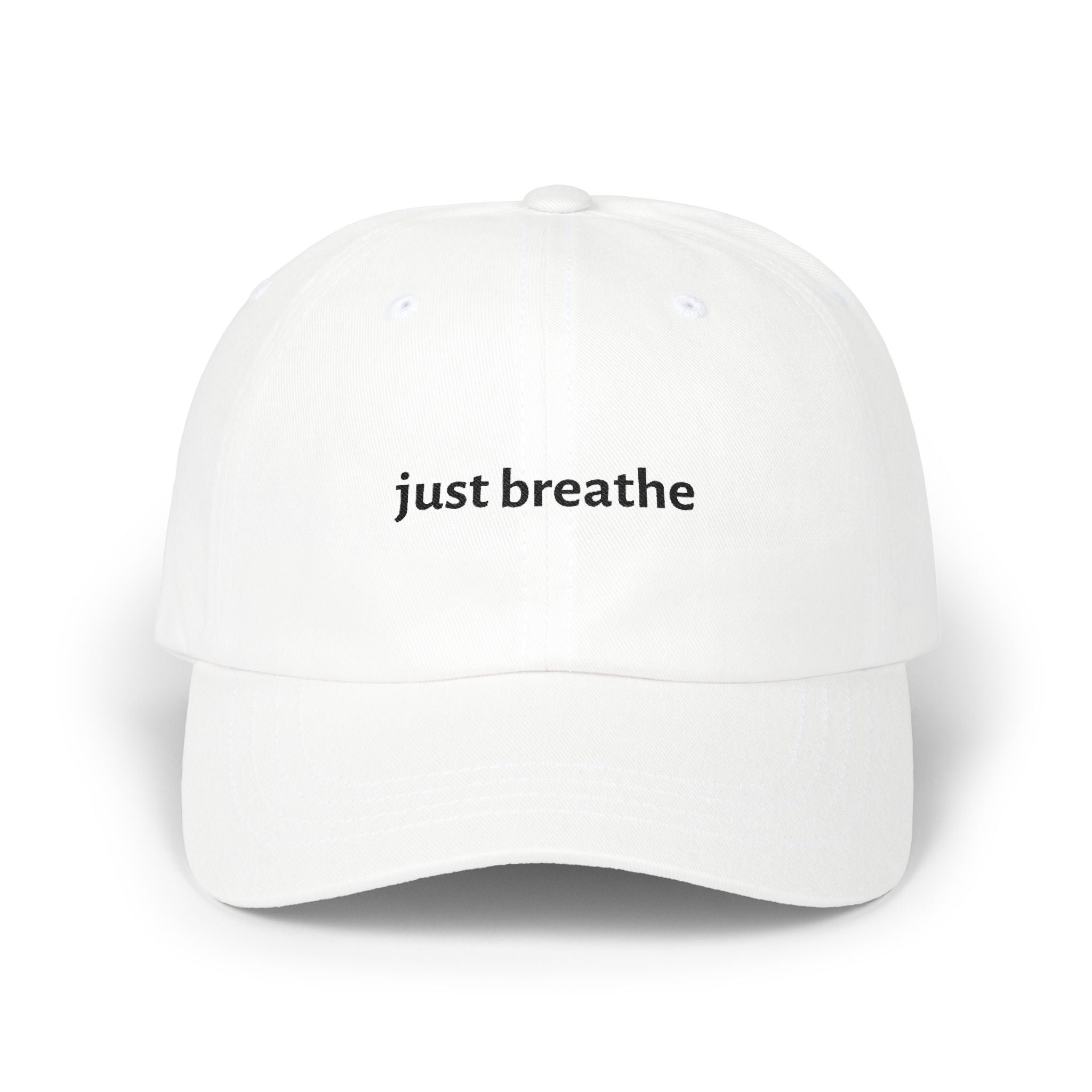 Just Breathe Black Embroidered Sport Cap
