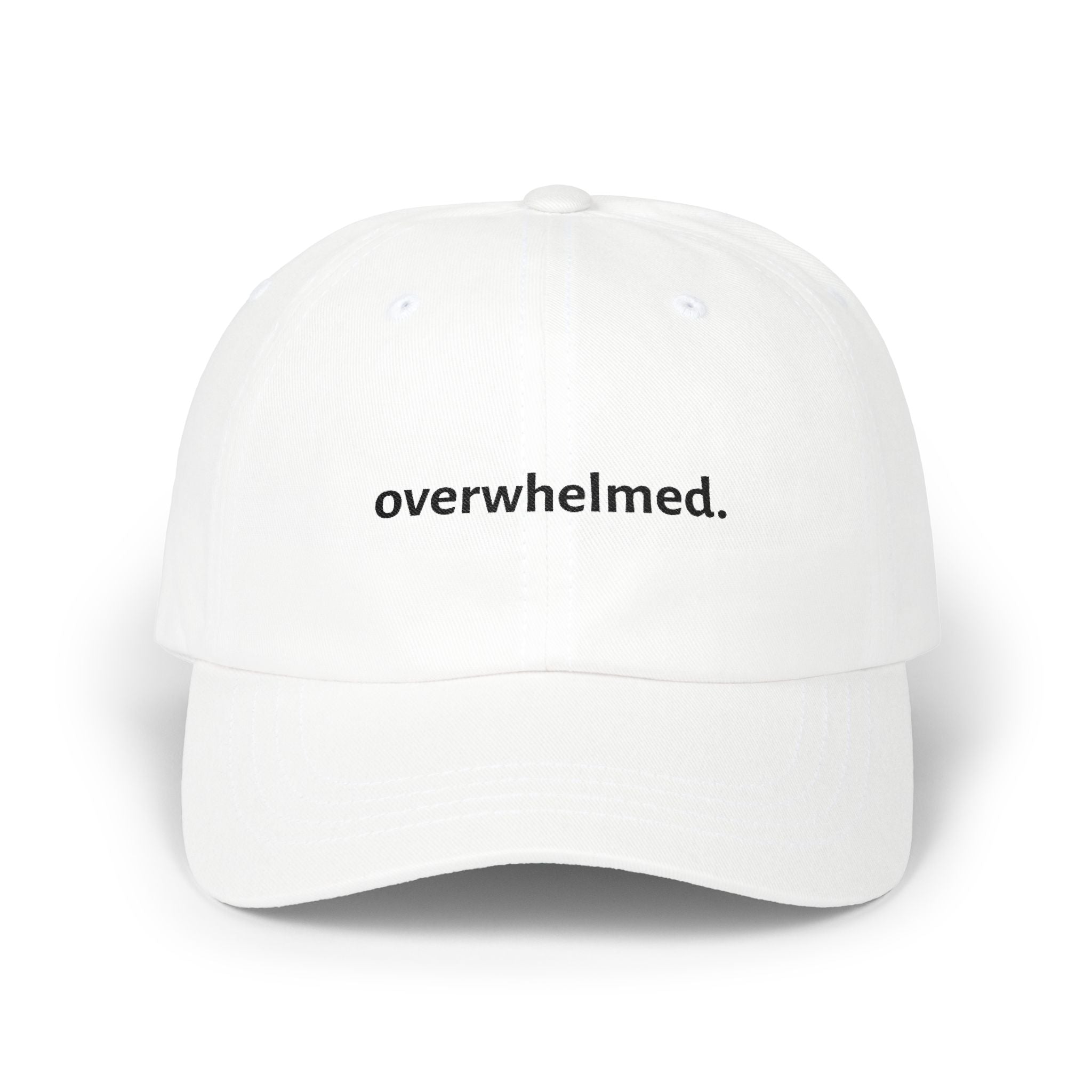 Overwhelmed. Black Embroidered Sport Cap