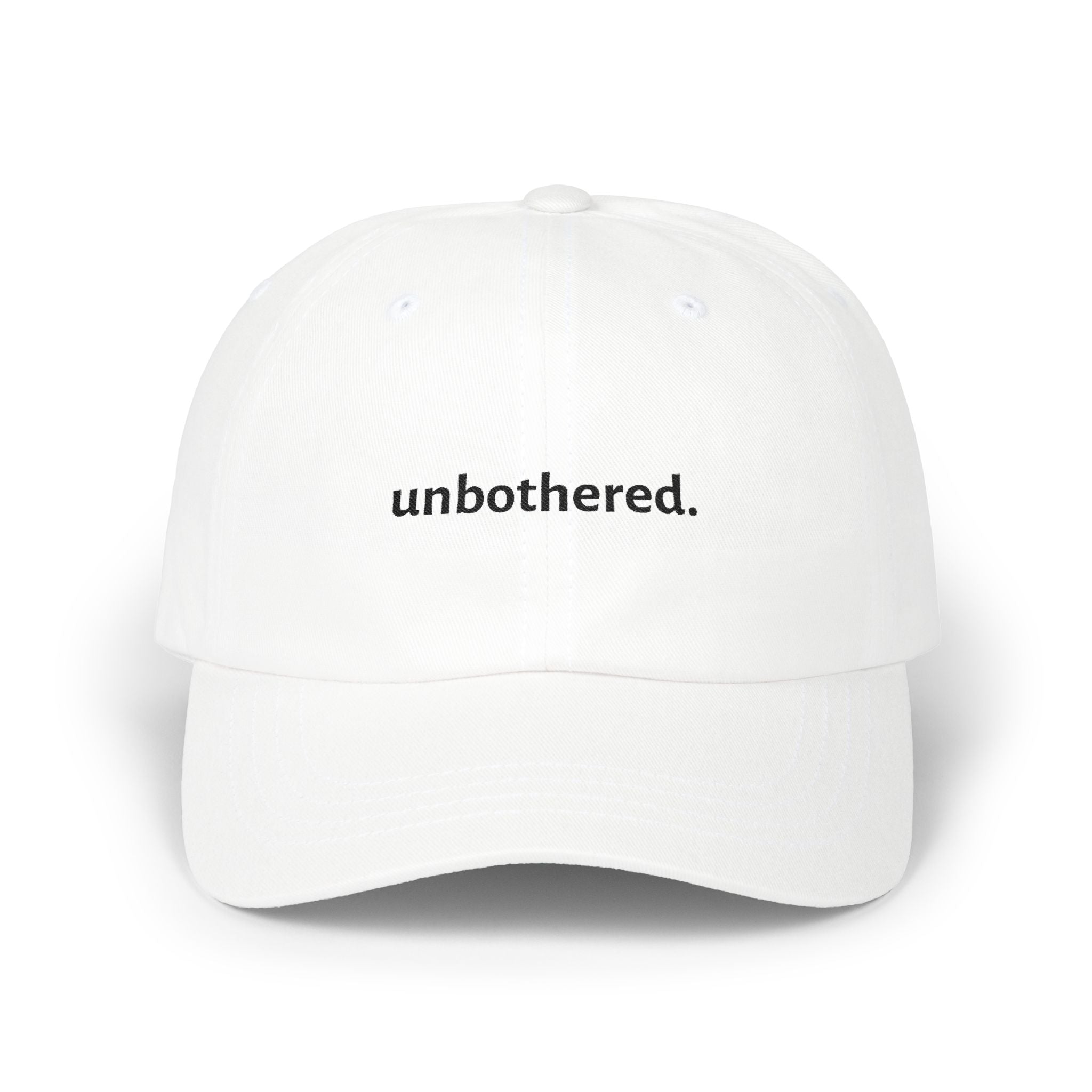 Unbothered. Black Embroidered Sport Cap