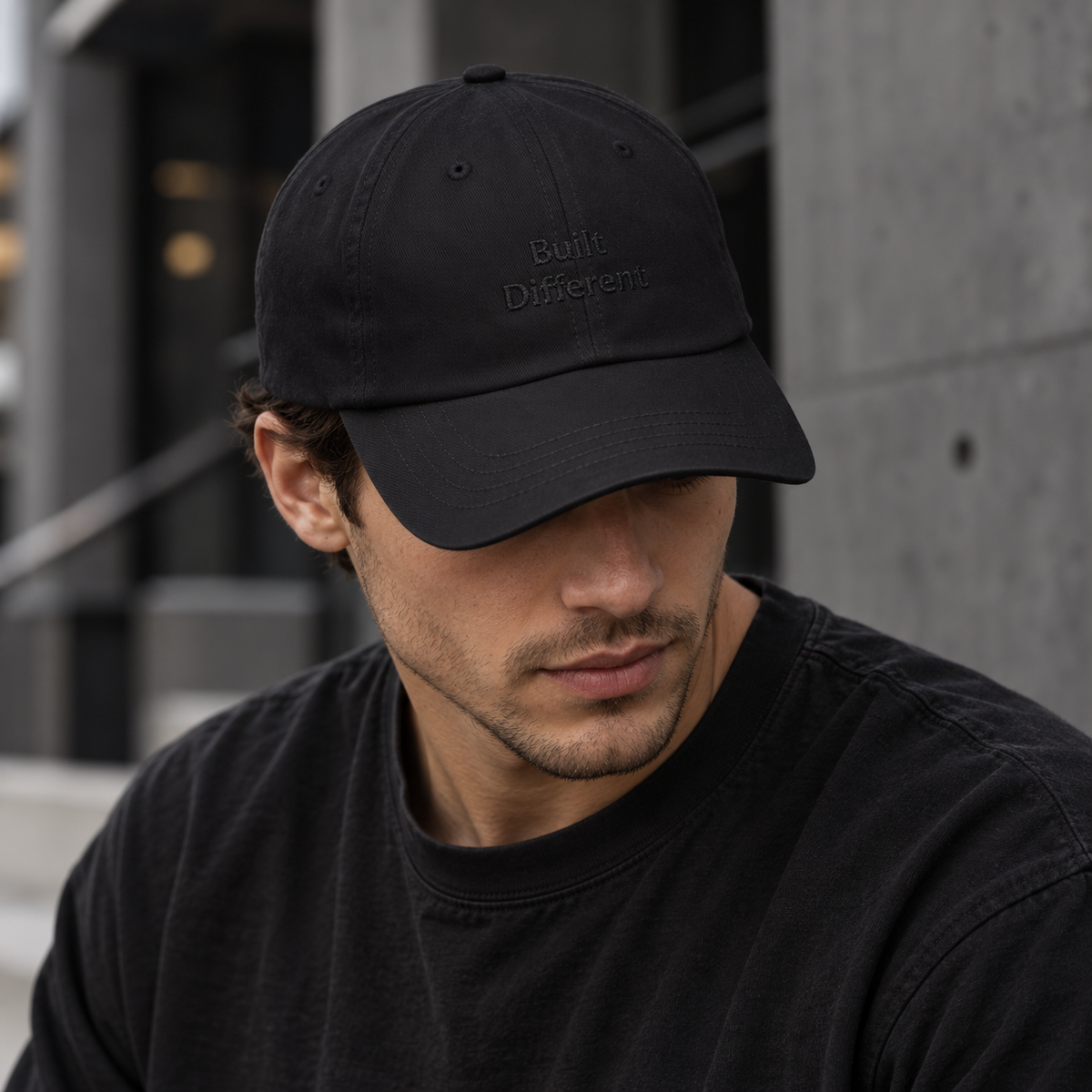 Built Different Black Embroidered Sport Cap